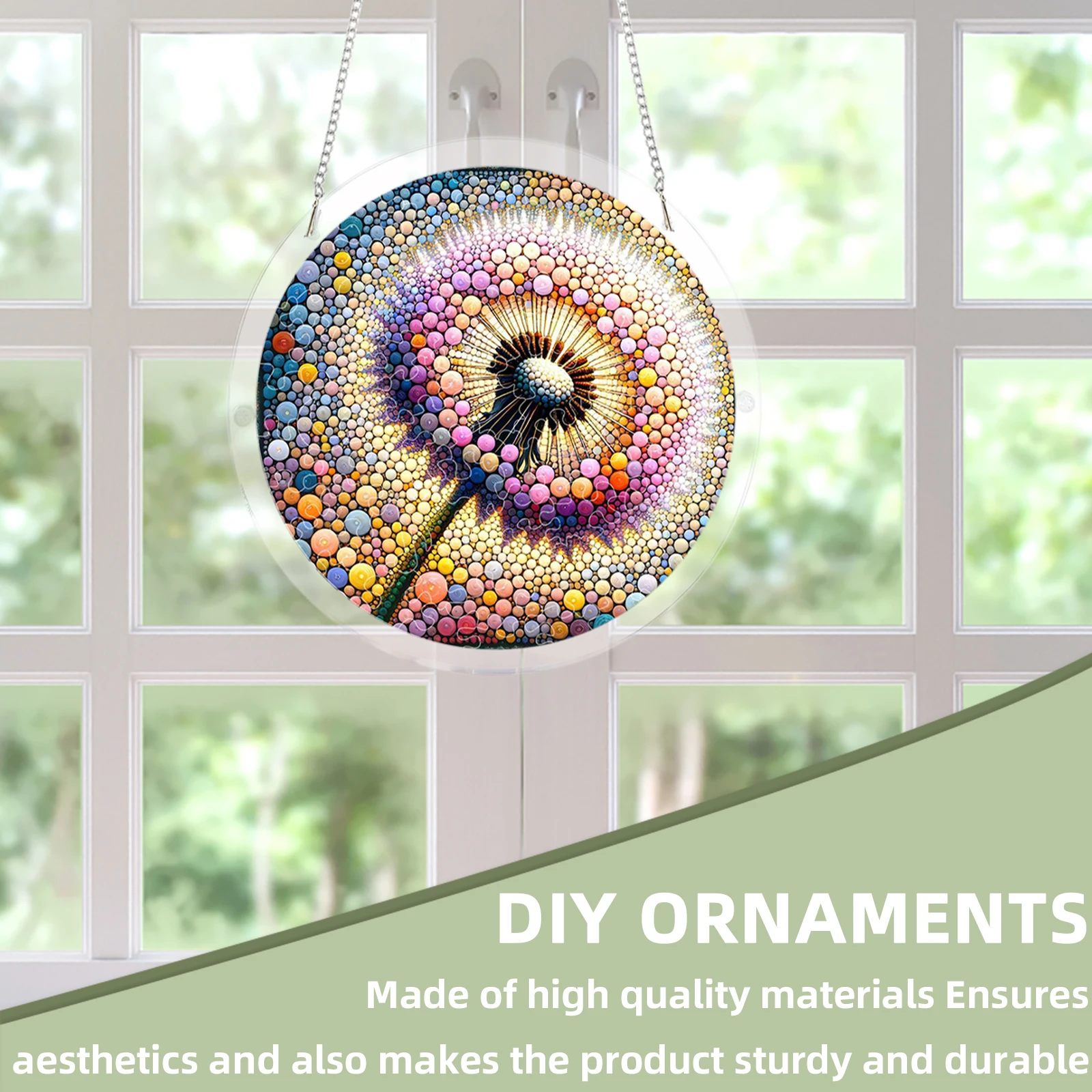 Acrylic Round Jigsaw Puzzle Window Panel with Chain Hanging Puzzle Suncatchers Easy To Install for Door Garden Home Gifts