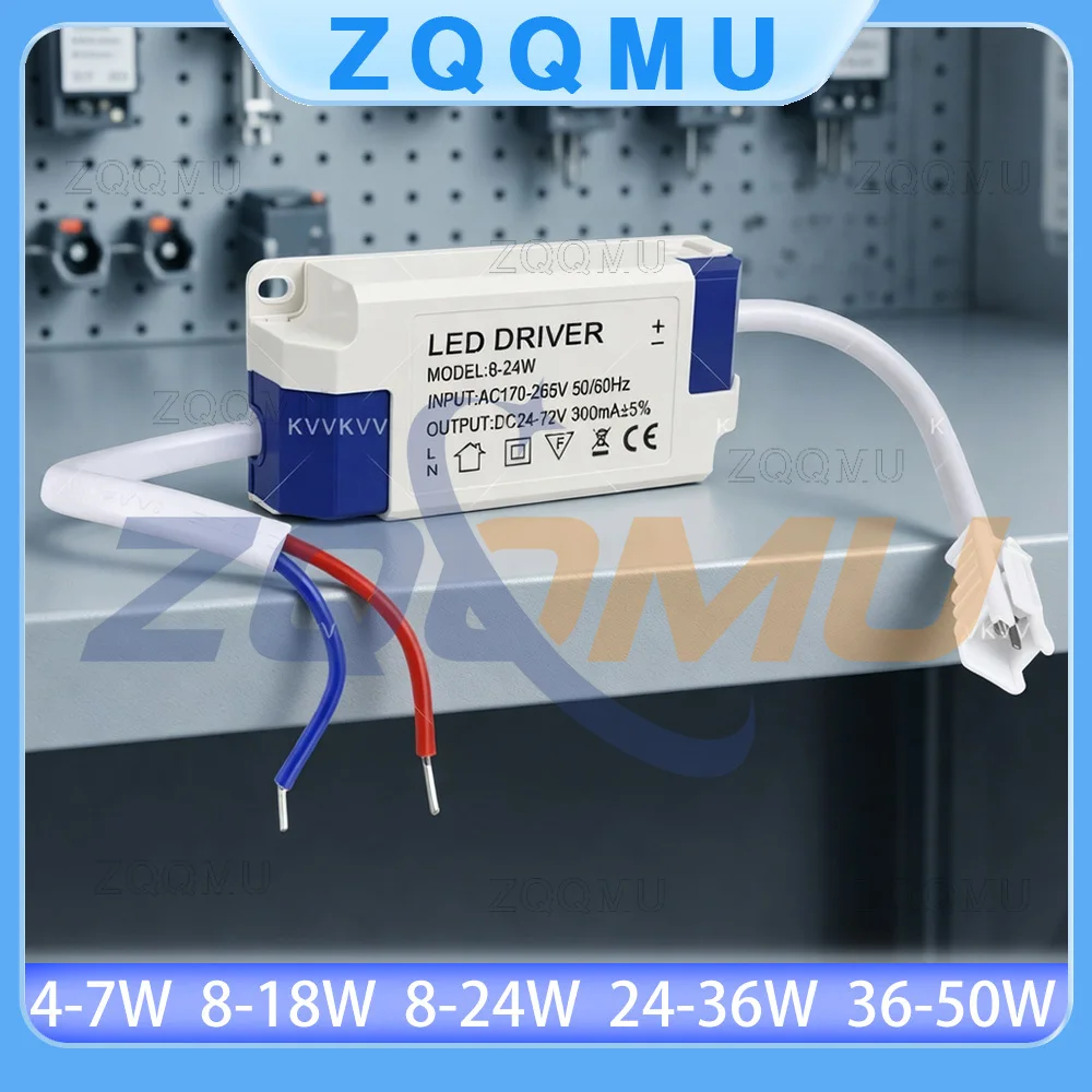 110V 220V LED Driver 300mA 3W 5W 7W 9W 12W 18W 24W 36W 50W Transformer for DIY Home Ceiling Lamp Panel Light Strip