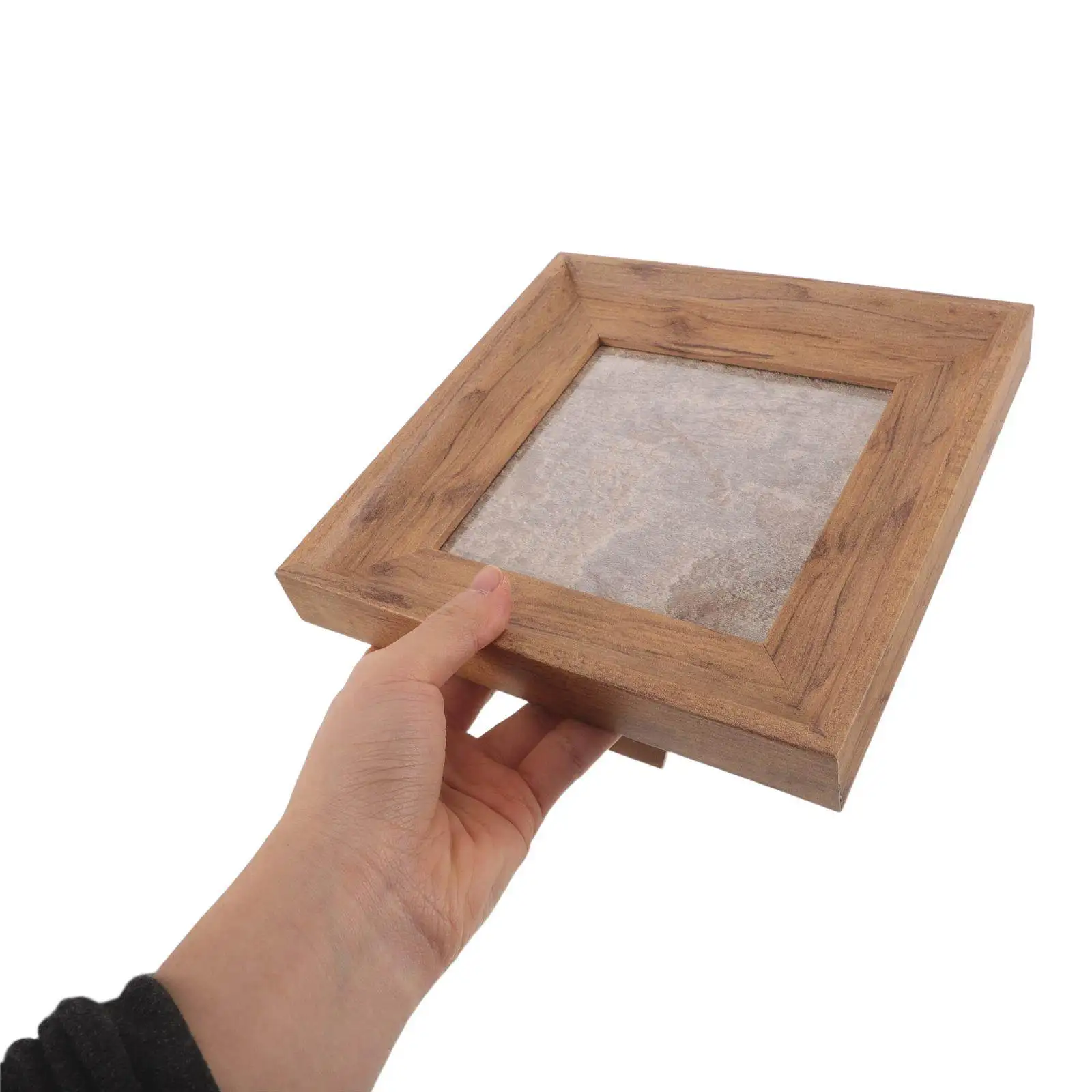 Nail Art Display Stand Wooden Photo Frame Acrylic Nail Color Chart Fake Tips Salon Desk Manicure Accessories 7.3x7.3 Inch Retro