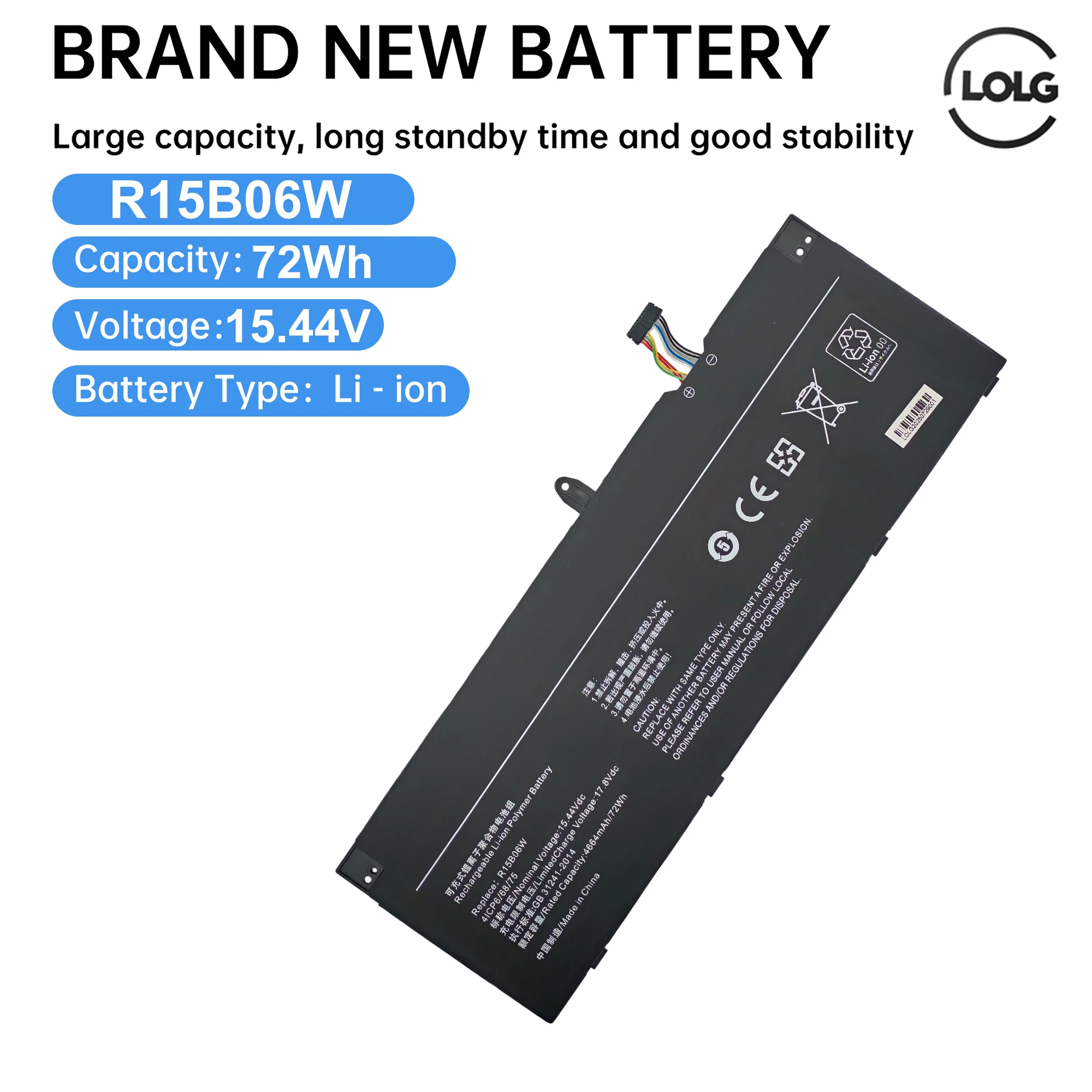 LOLG R15B06W Laptop Battery For RedmiBook Pro 15 R5 R7 Ruilong Edition RMA2204-AA RMA2204-AB RMA2202-AI RedmiBook 16 Z3725