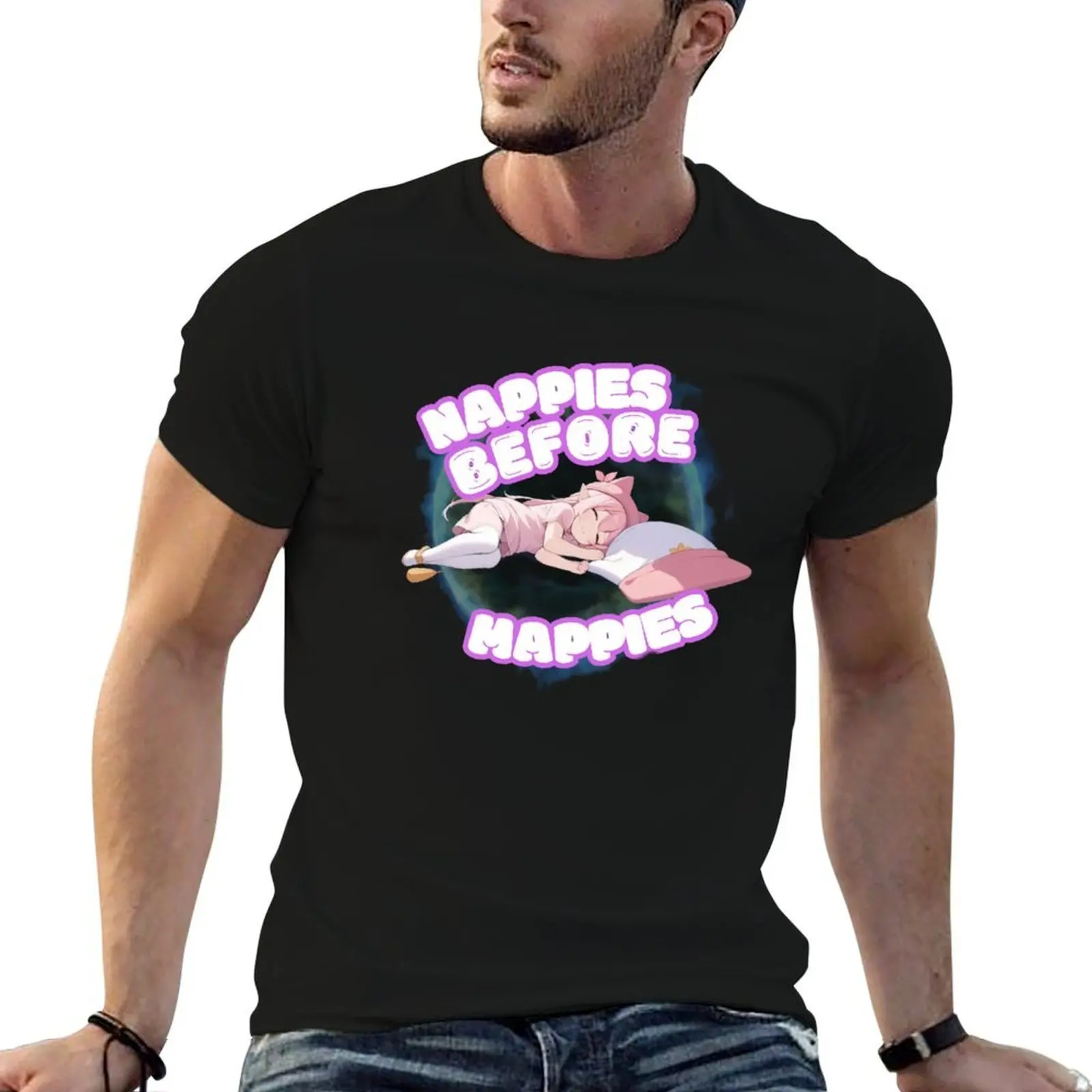 Nappies Before Mappies T-Shirt cotton graphic tees blue archive t shirts men