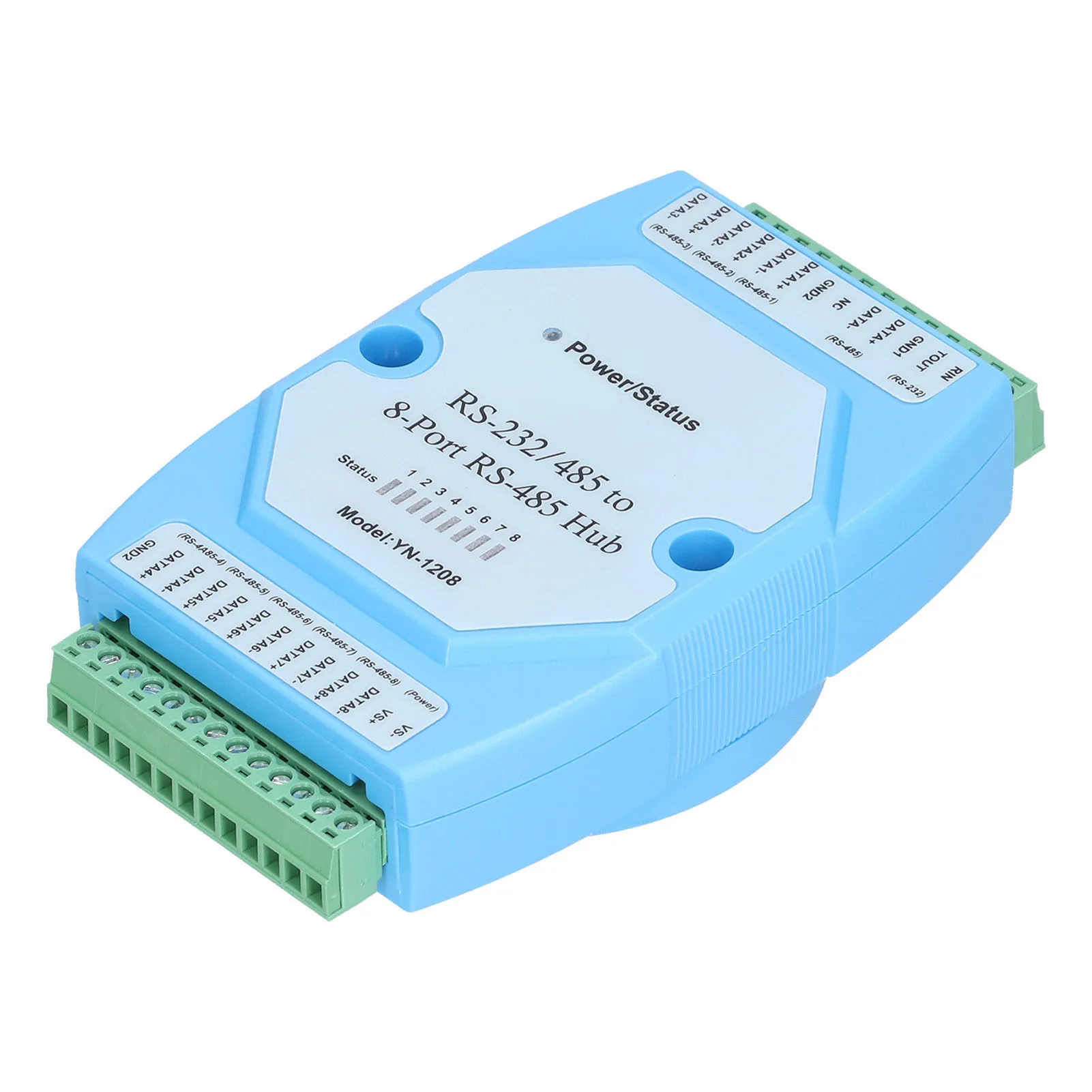 RS485 Hub 8 Ports OptoIsolated AntiInterference HighSpeed Transmission Repeater Distributor DC9-24V
