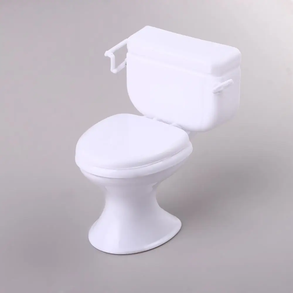 toys Pink Toilet House Miniature Bathroom Accessories Dollhouse Furniture White Toilet Vintage Bathroom Modeling Furniture Toy