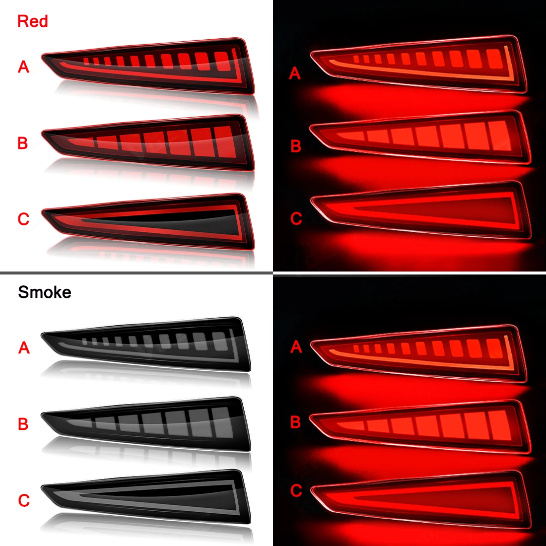 Rear Bumper Reflector Lights For Lexus RX450h RX350 RX450hL RX350L 2016 2017 2018 2019 with Dynamic Turn Signal Brake Lamps 12V