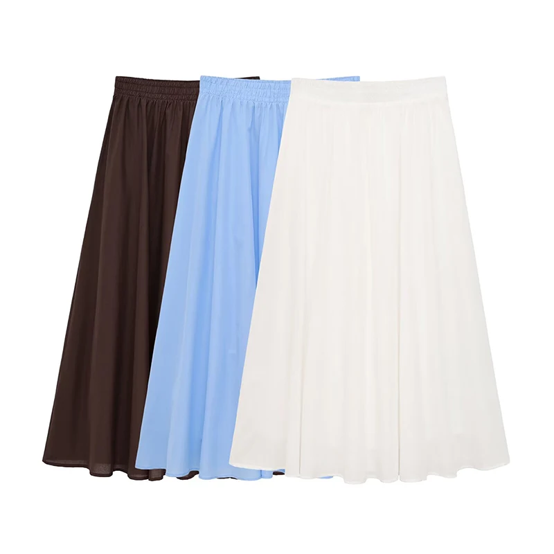 Summer Skirt Women's 2026 New Chic Elastic Waist Women's Long Skirts Fashion Street Travel Elegant Comfortable Holiday Skirts