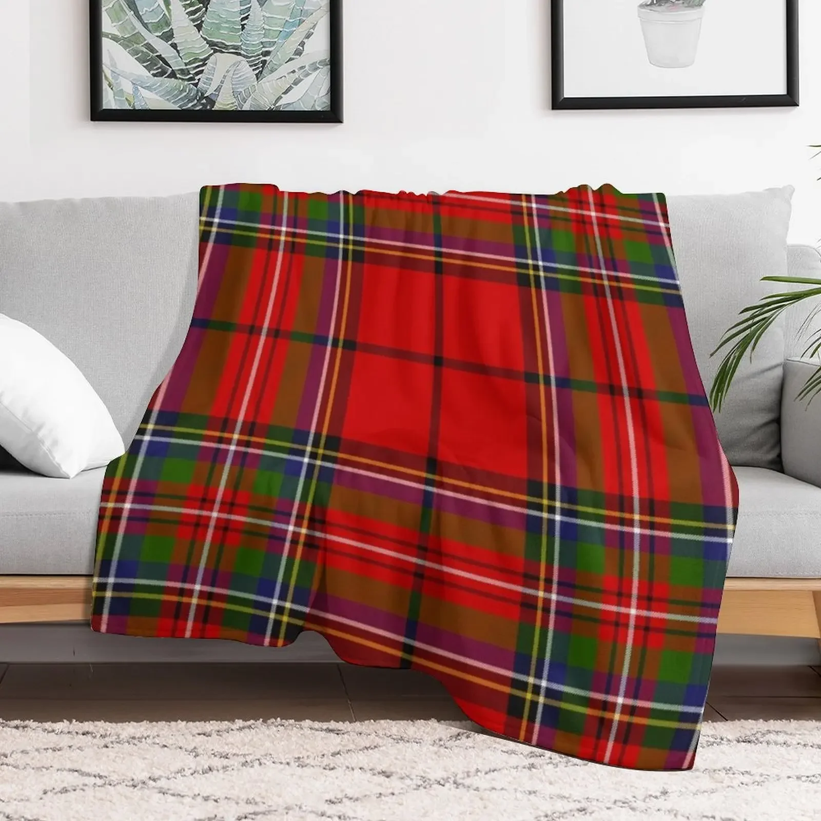 Red Plaid Royal Stewart of Galloway Tartan High Resolution 300 DPI Throw Blanket Decorative Sofa Soft Sofa Throw Blankets