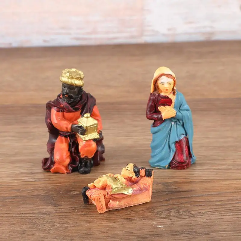 Nativity Figurine Set 8X Resin Christmas Figurines Nativity Scene Crafts For Bedroom Living Room Including Jesus Mary And Joseph