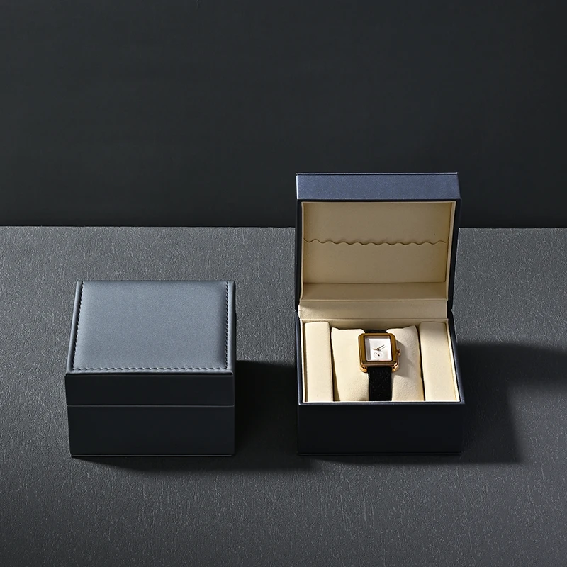 Oirlv Premium Single Watch Box With Pillow Grey Watch Case Storage Box Leather Watch Gift Box Customize Logo Wrist Watches Boxes