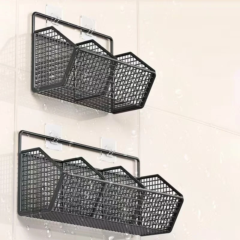 Wall Mounted Kitchen Storage Rack for Onion Ginger Spices Condiments Vegetable Fruit Basket Organizer Shelf Solution