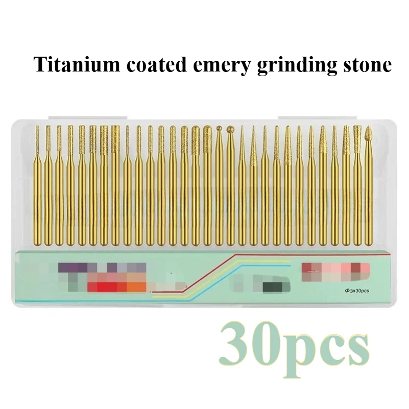 

Titanium Coated Diamond Grinding Head Set 3mm Shank Rotary Polishing Bit for Metal Jade Carving