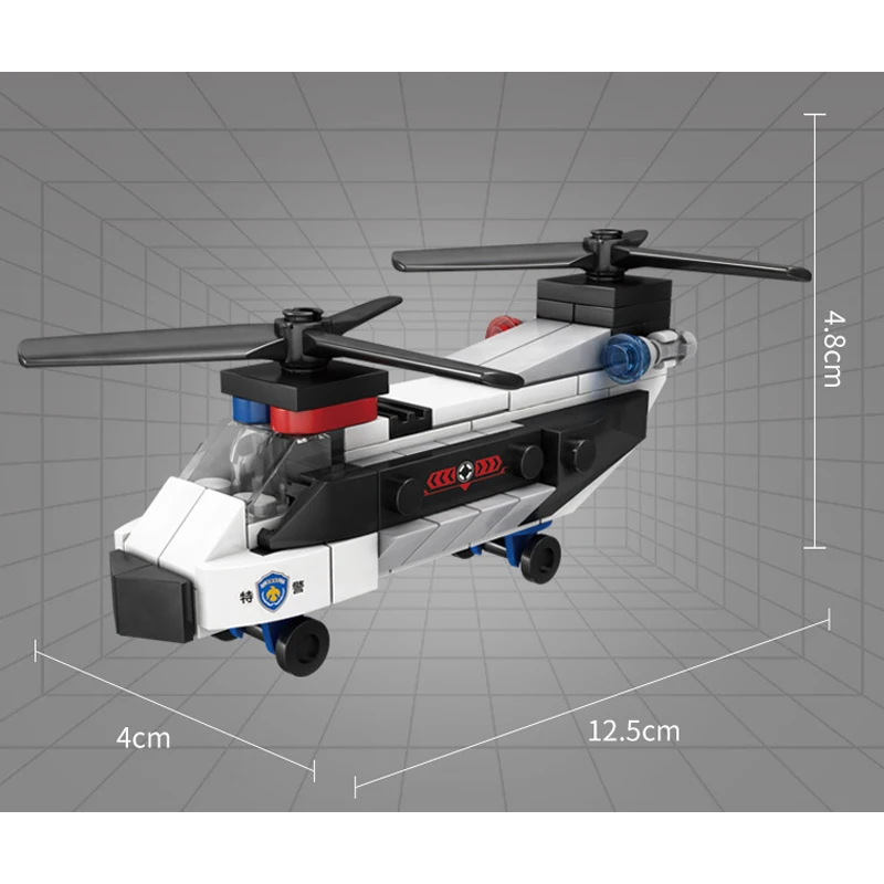 Stadt Super Auto Flugzeug Polizei Dual-Rotor Hubschrauber Berühmte Auto SWAT Bausteine MOC Klassische Modell Ziegel für Kinder kits – Detail 9