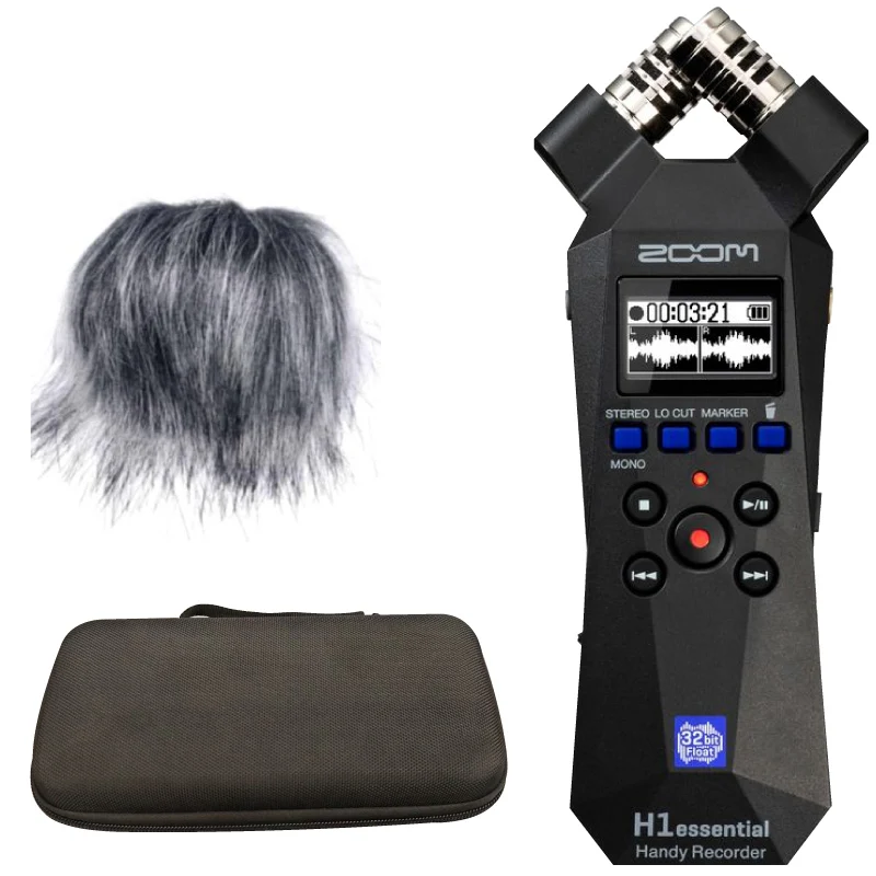 ZOOM H1essential Stereo Handy Recorder, Portable Audio Recorder 32 Bit Float with Furry Microphone Windscreen and Accessory Pack