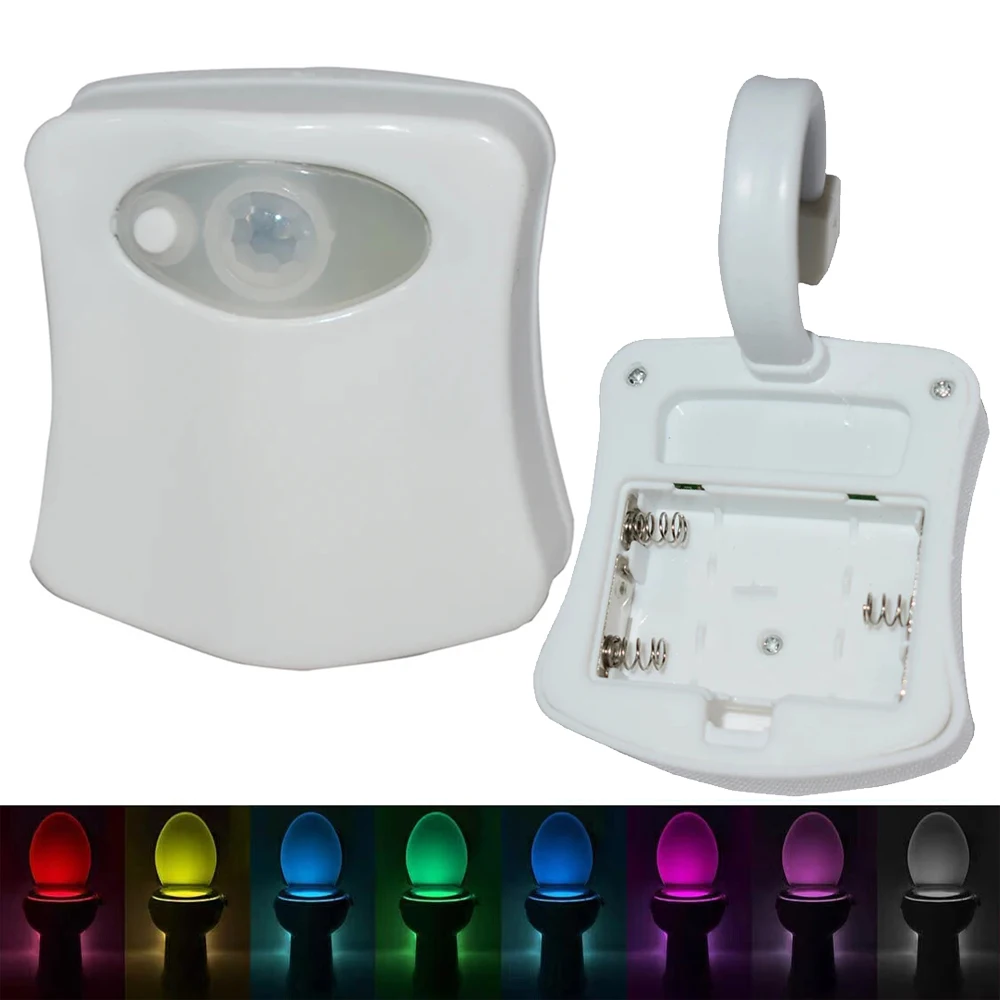 Luce variopinta della toilette del LED con il sensore del corpo umano della lampada notturna della tazza della toilette del sedile della lampadina della stanza da bagno per i bambini