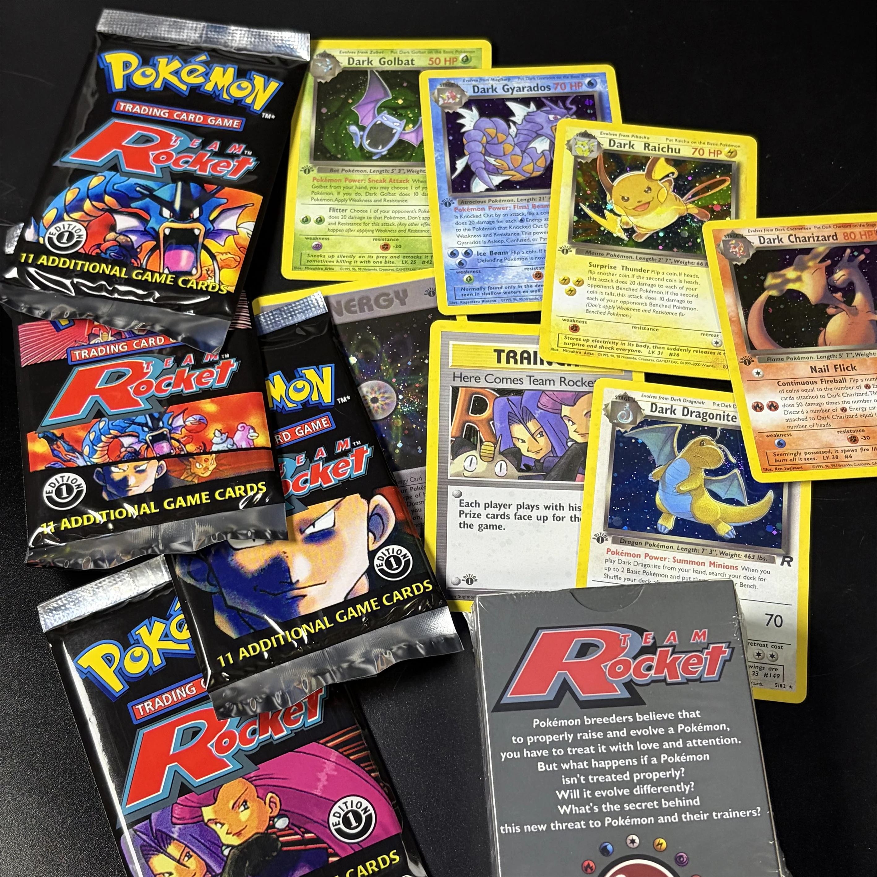 Vintage TCG Team Rocket (RO) 1ST Complete Set 83PCS Dark Charizard Raichu With Booster Pack PKM Collection Game Card DIY Gifts
