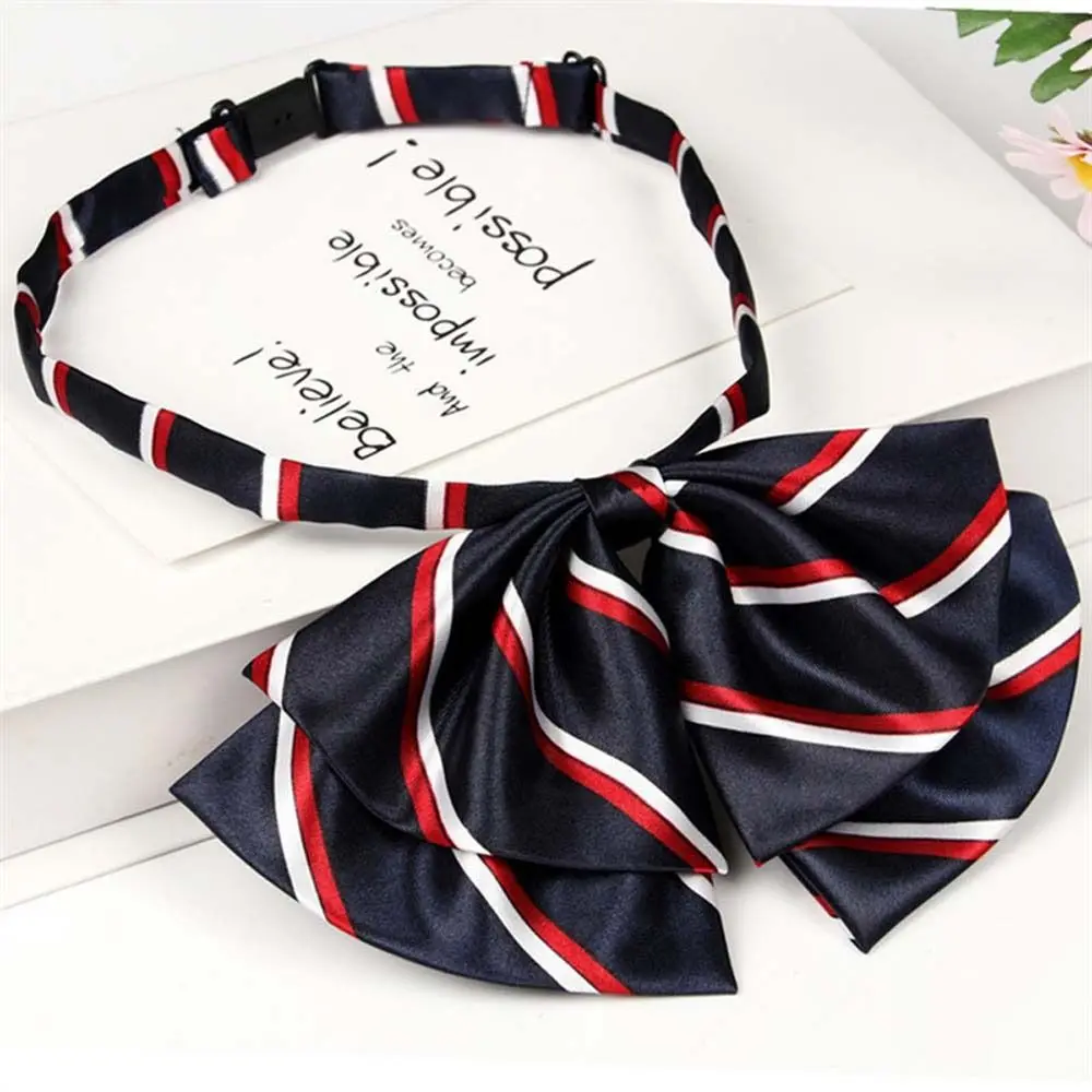 Stripe Airline Stewardess Necktie Double Layer Korean Style Bowknot Neckties Nurse Neck Wear Shirt Accessory JK Uniform Bow Ties