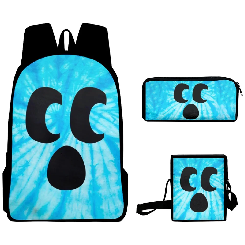 Diamond Craftee Face Tie Dye 3 unids/set, mochila con estampado 3D, bolsa de libros para la escuela, bolsa de viaje para portátil, bolsa de hombro, estuche para lápices