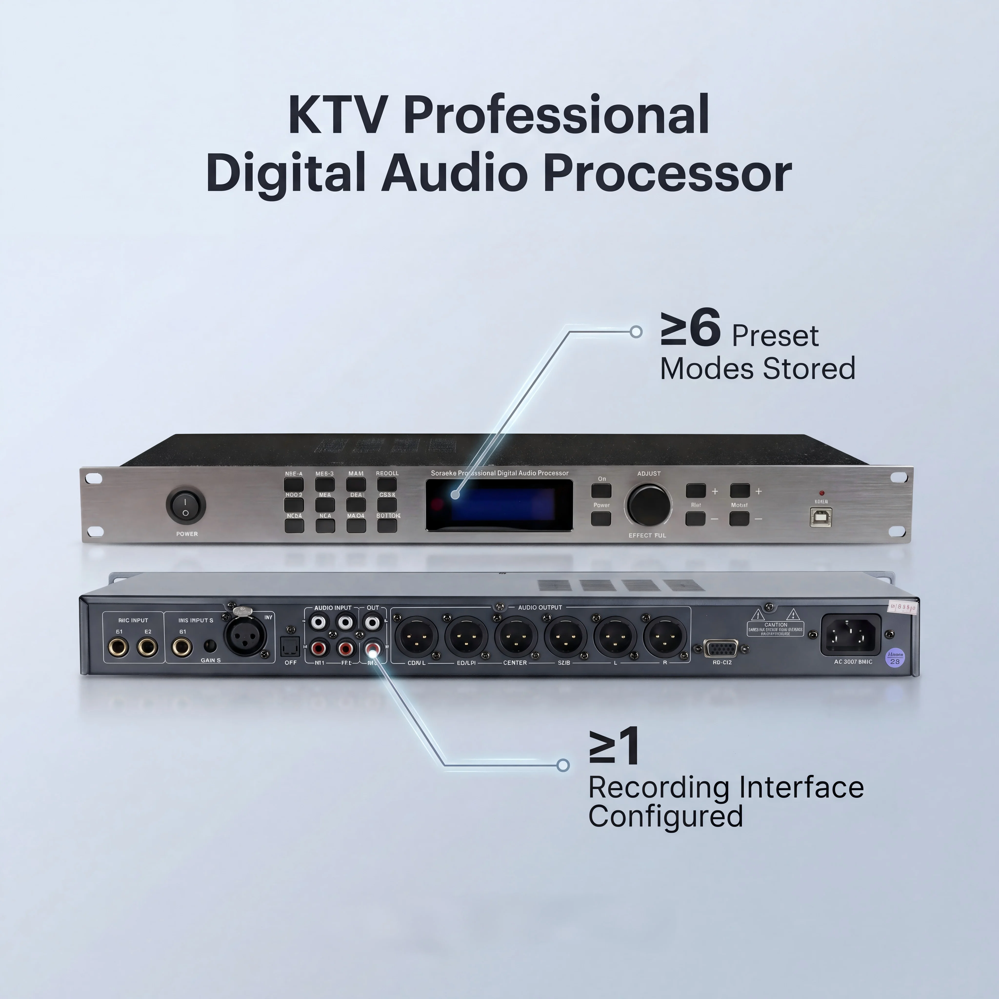 KTV Professional Digital Audio Processor DSP with Metal Body 500W Output Hi-Res Audio