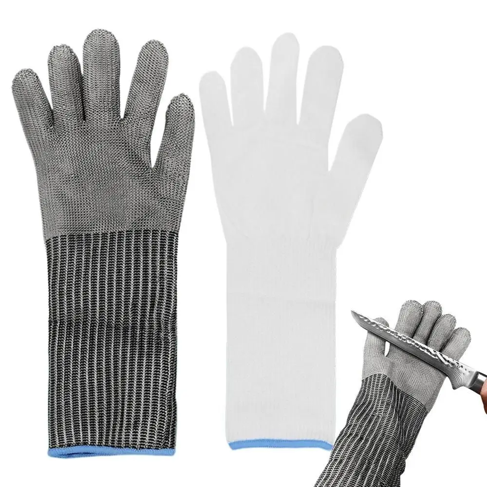 Safety Anti-cut Gloves Comfortable with Arm Protection Extended Gloves Durable Stainless Steel Wire Cutting Accessories Industry