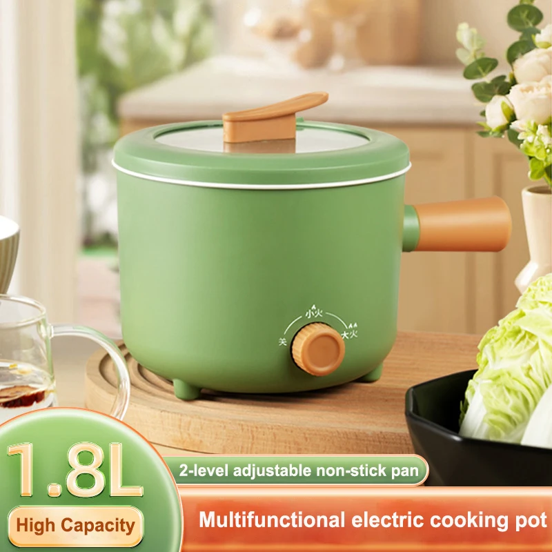 1.8L Multifunctional Electric Cooking Pot Double-speed Insulated Non-stick Pot Portable Rice Cooker Wok Hot Pot for Home Travel