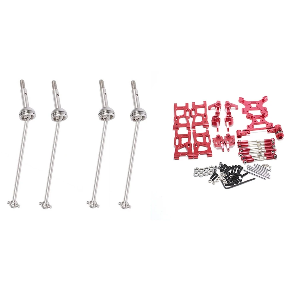 ABWE-1 Set Rc Car Upgrade Parts For Wltoys 1: 14 144001 & 4Pcs Metal Drive Shaft Front Wheel Drive Shaft