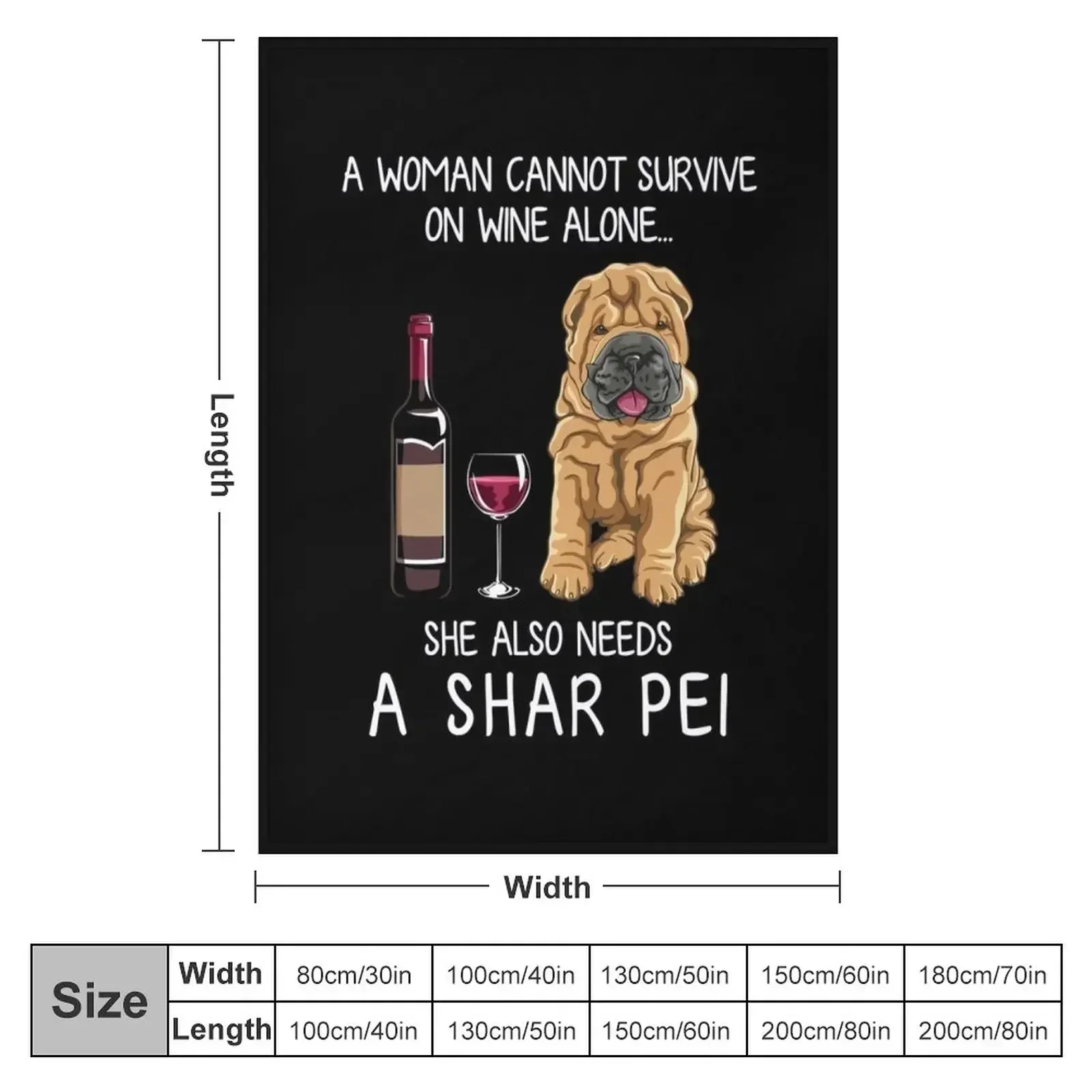 Shar Pei and wine Funny dog Throw Blanket Sofas Blankets For Bed Blankets