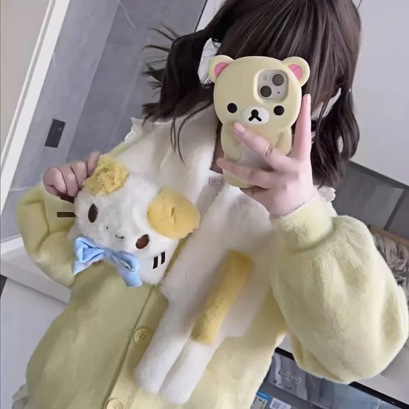 

Kawaii Sanrio Masyumaro Fluffy Fuwa Nyanko, милый шарф с котом, женские милые зимние шарфы Kawaii, теплые шарфы для шеи, подарок для девочек