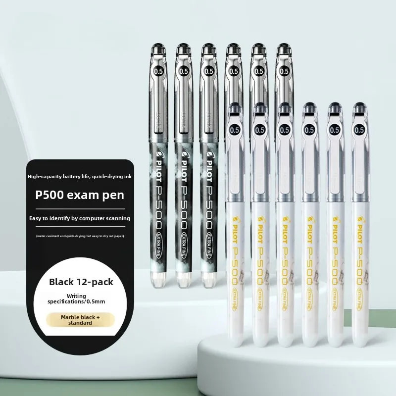 0.5mm Direct Liquid Gel Pen Set, 12 Piece Black White Rollerball Pens with Smooth Quick Dry Ink for Student Exam Note Taking Use