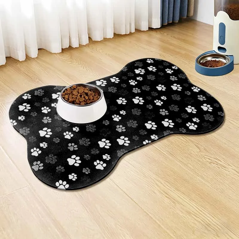 1pc Pet Feeding Mat, Irregular-Shaped Pet Feeding Mat, Leak-Proof and, Cute Paw Print Pattern, Suitable for Under Cat and Dog