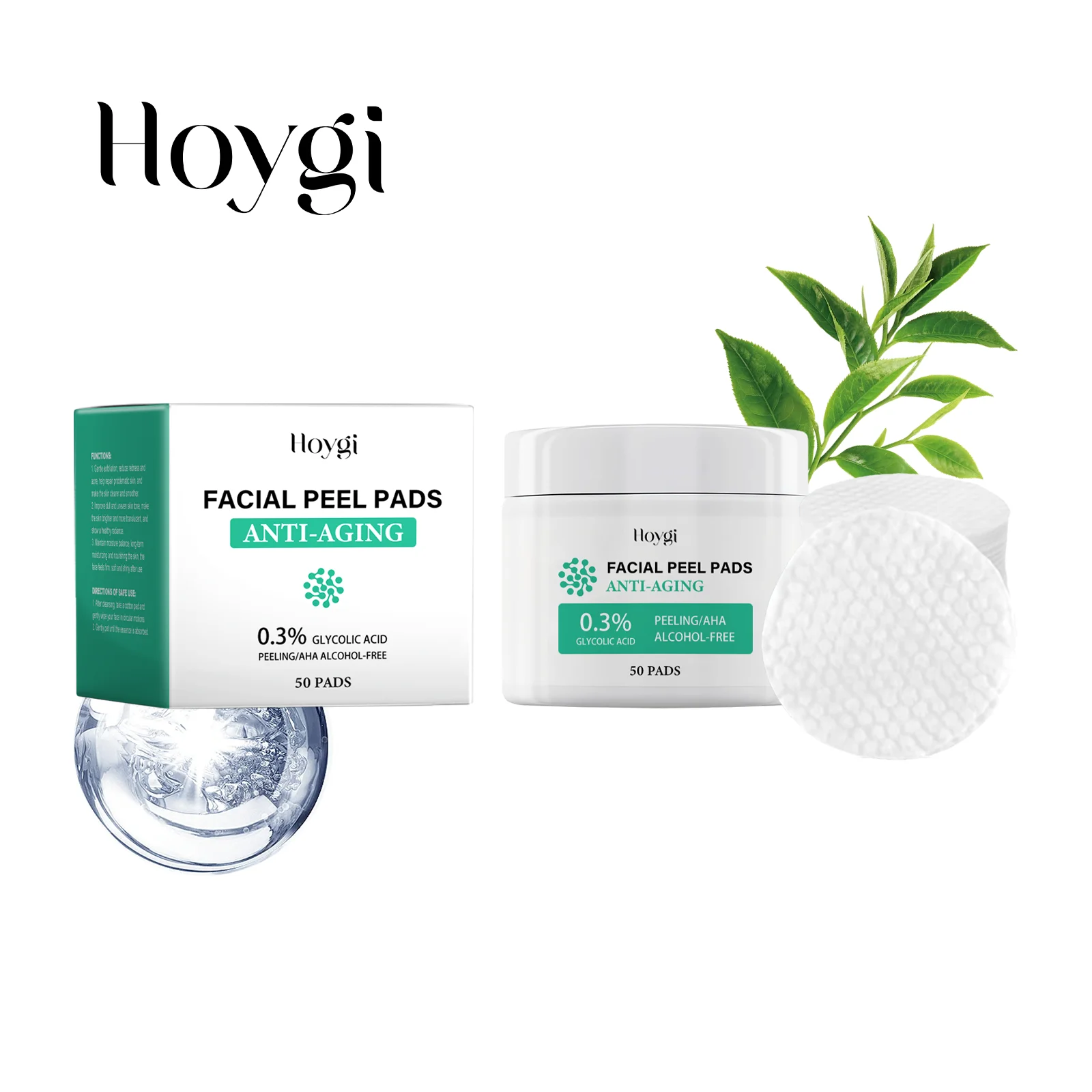 

Glycolic Acid Peel Pads 0.3% - Exfoliating Facial Treatment for Anti-Aging, Alcohol-Free & Gentle - 50 Count