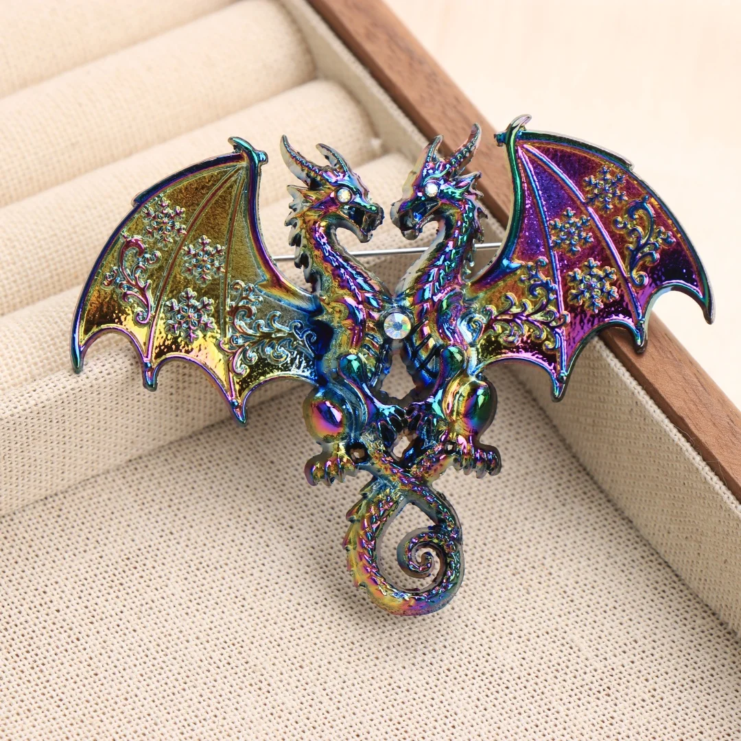 Baroque Luxury Vintage Dragon Brooch with Vibrant Color Design for Men and Women, Jewelry Accessory, Wedding Holiday Party Gift