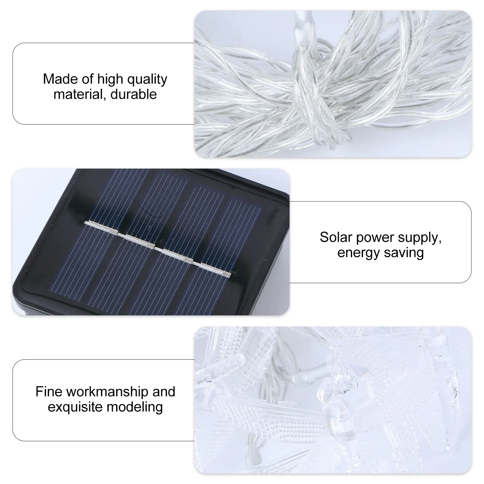 

20pcs Solar Dragonfly Lights String 5M Waterproof Eco-Friendly Led Festive Decorative Lights For Outdoor Wedding Party Patio