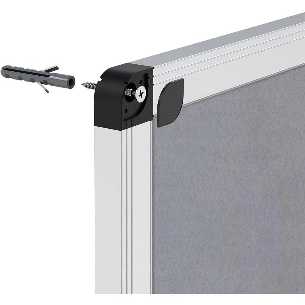 Papan Bulletin Felt Abu-abu Ukuran Besar 48x36 Inci dengan Bingkai Aluminium Perak - Papan Pengumuman Premium untuk Kantor & Rumah, untuk Peniti & Velcro