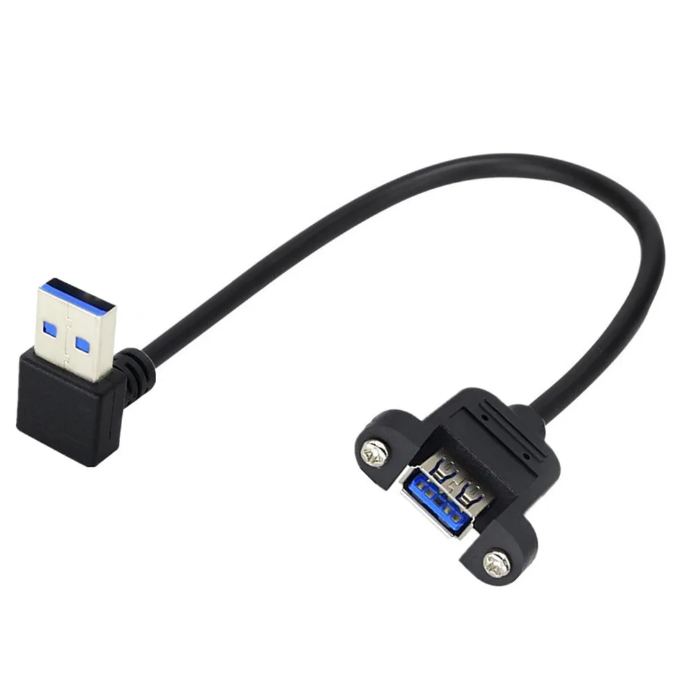 30cm Usb 3.0 A Female Panel Mount To Usb A Male 90° Angle Plug Extension Cable For charging Data cable
