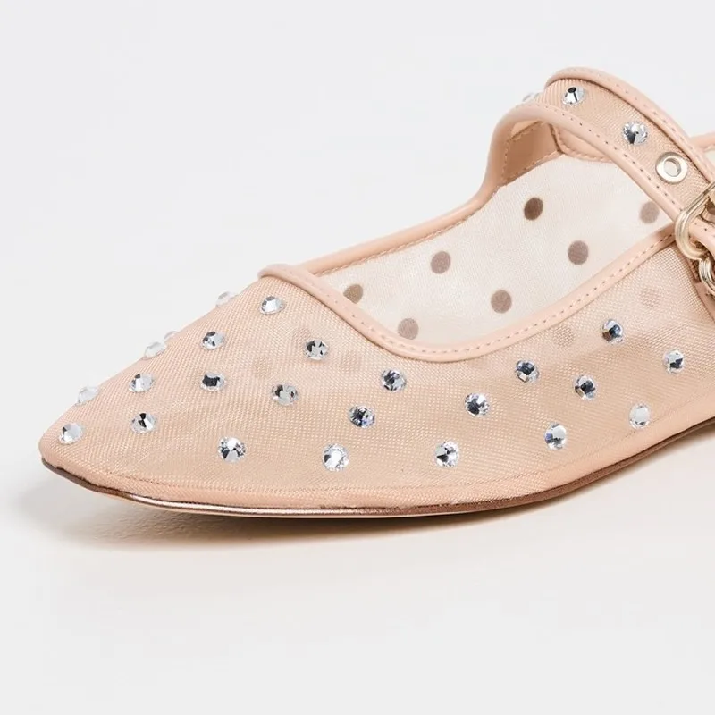 Dilalula-Ballerines Mary Janes en maille de cristal pour jeunes femmes, sandales de danse, chaussures plates, mode estivale, 2025