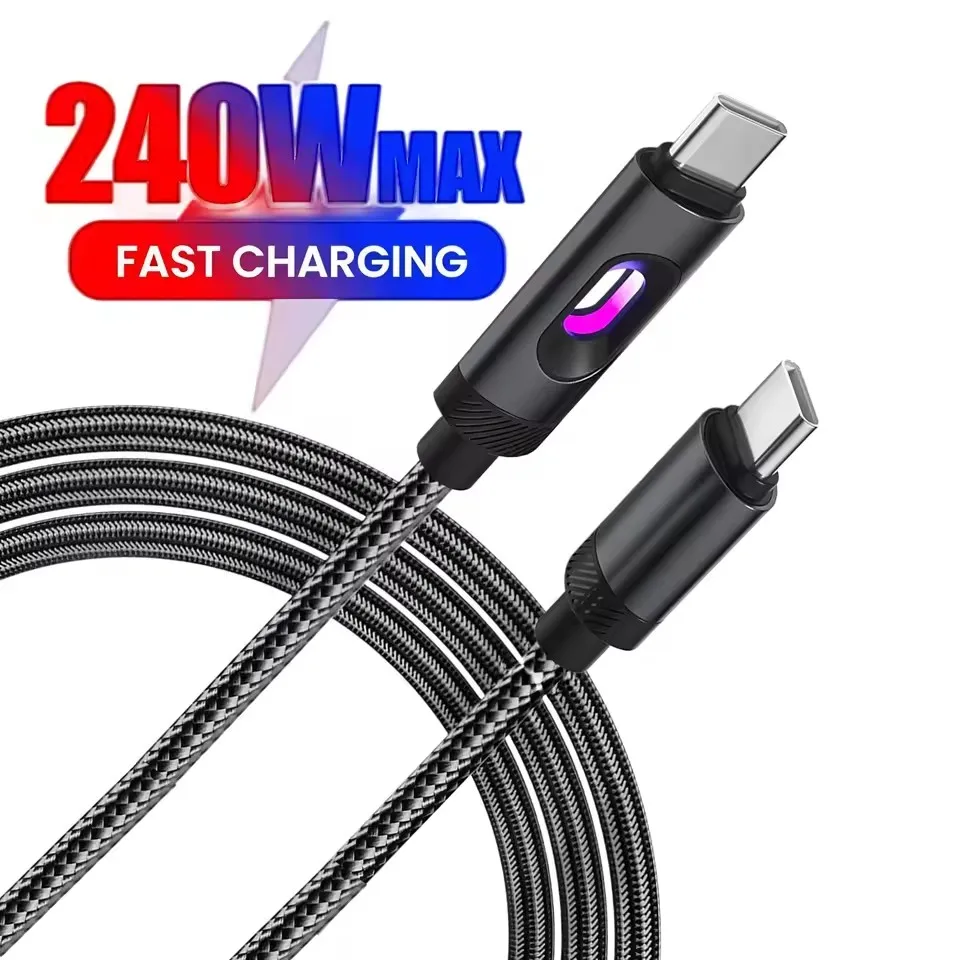 1Pcs Dual Type C PD 240W USB C to C Fast Charging Data Cord type-C Quick Charging For iPhone 15 16 17 iPad Samsung Xiaomi HUAWEI