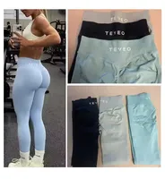 TEVEO Leggings Seamless Yoga Leggings for Women Mid-waist Corset Fitness Tights Ruffled Hips Exercise Leggings Elastic Yoga Pant
