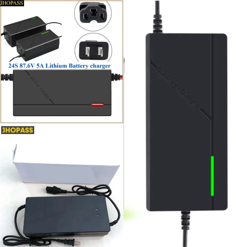 HD 24S Smart 87.6V 5A LED Li-ion PoLiFePO4 Lithium Battery Charger for AC110V-220V Motorcycle E-bike Scooter US AU UK EU Plug