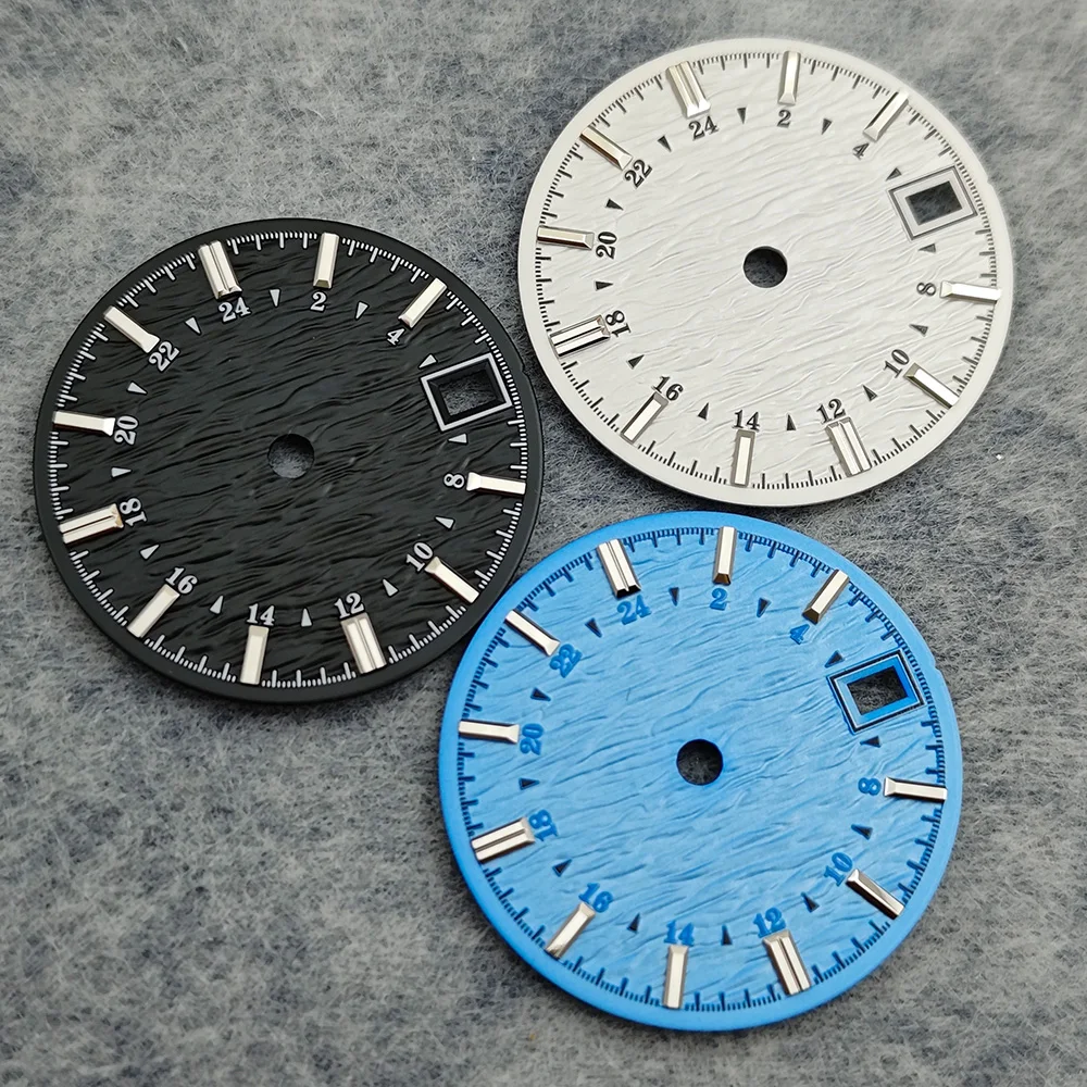 28.5mm Watch Dial Water Ripple Surface Number Inner Circle with Single Calendar Watch Accessory for NH35 / NH34 Movement