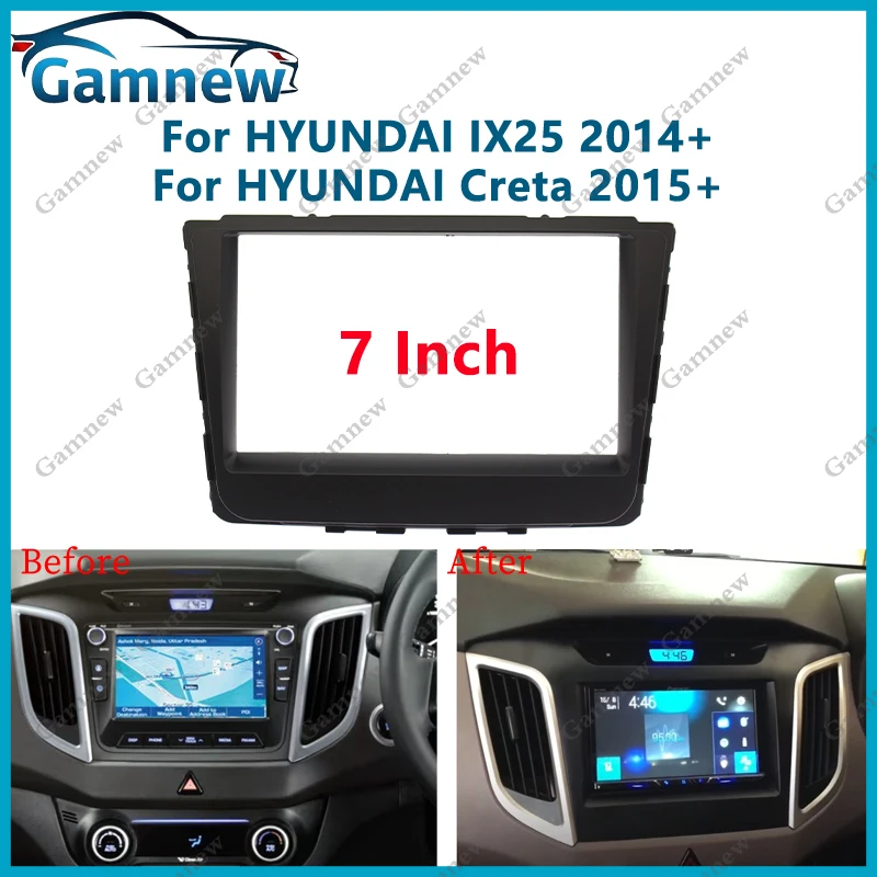 Panel de Radio Fascia para coche 2DIN de 7 pulgadas para Hyundai IX25 2014+ Creta 2015+ Kit de marco instalar placa frontal Facia