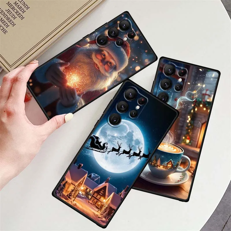 

Popular Deer Christmas Gift Phone Case For Samsung Galaxy S25 S24 S23 S22 S21 S20 S10 Ultra Plus FE 5G Black Soft TPU Cover