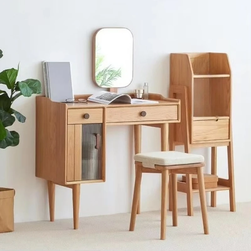 Luxury solid wood dresser with illuminated mirror and storage, modern design, suitable for bedrooms, apartments