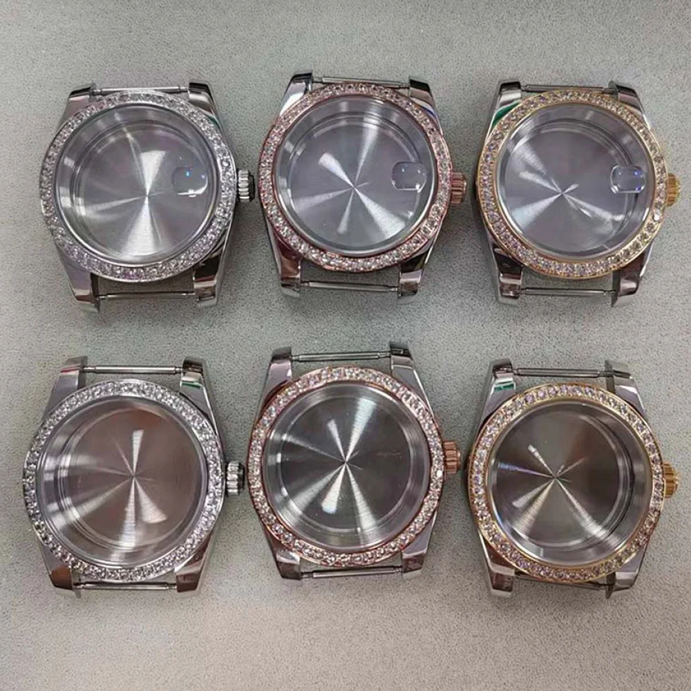

NH35 Case 36MM/39MM, Silver Rose Gold Bezel Stainless Steel Sapphire Glass Watch Case, for NH35 NH36 Movement, Watch Shell Cover