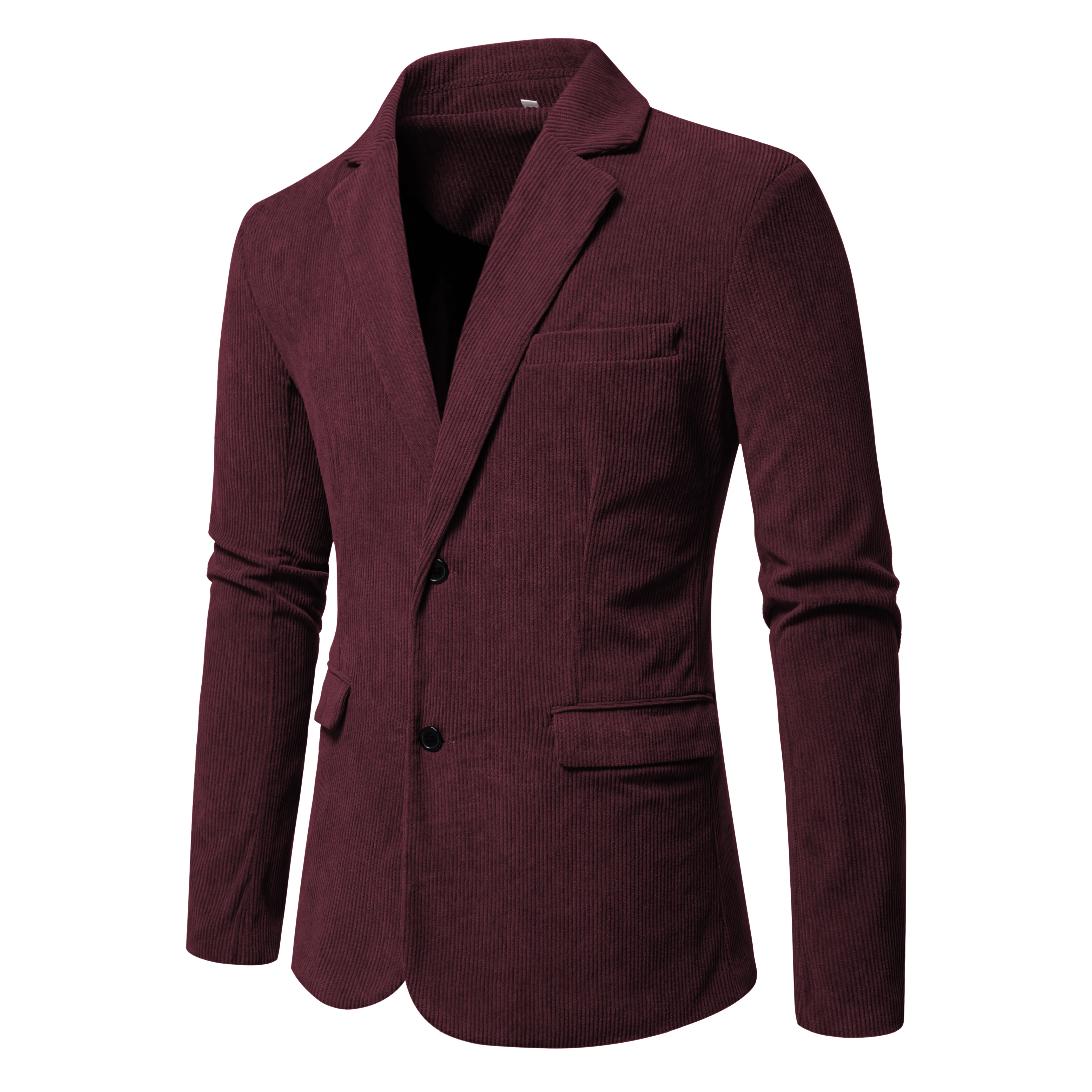 Modischer Herren-Blazer aus Cordstoff in Unifarben, ideal für den geschäftlichen Einsatz, mit mehreren Taschen. – Detail 4
