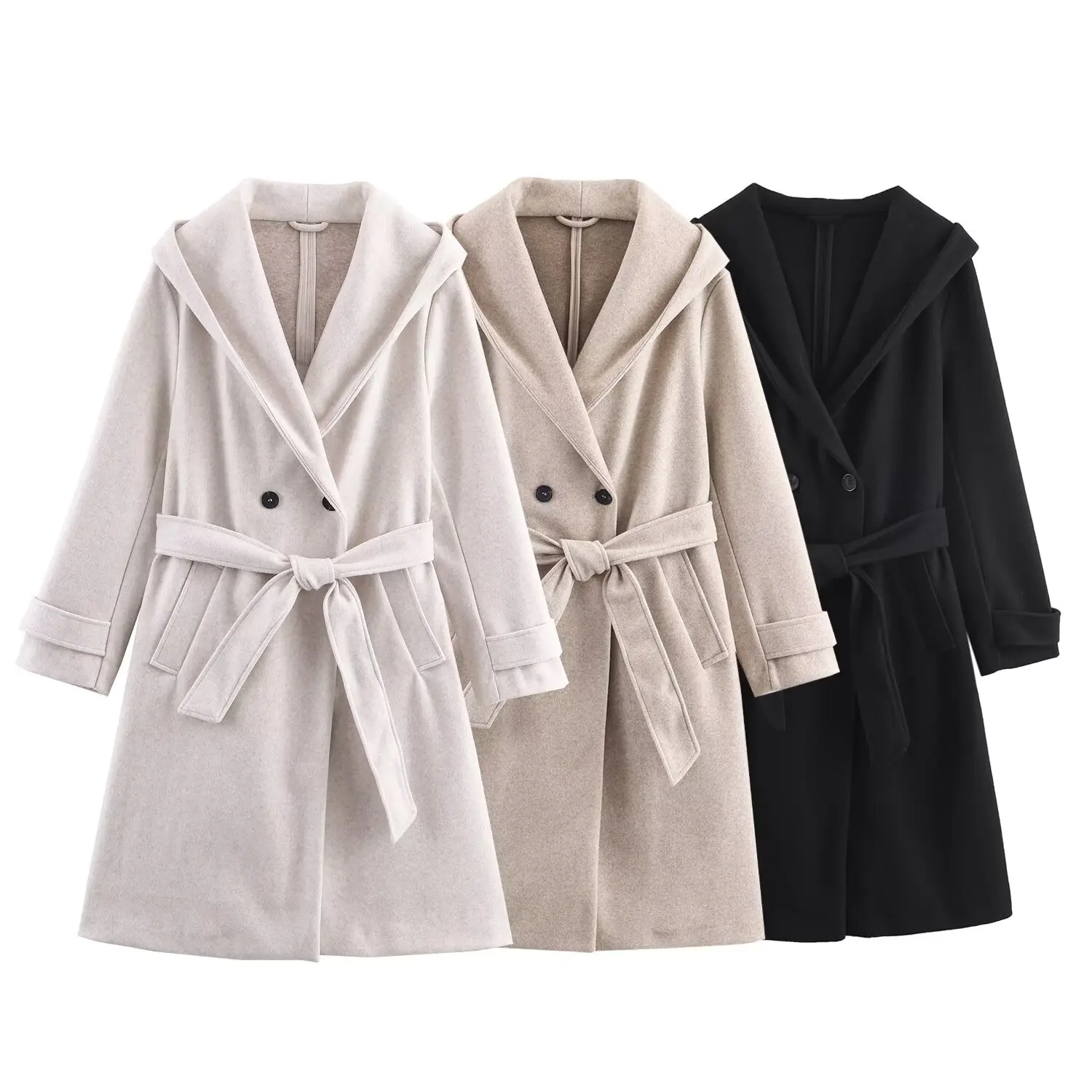 

DiYiG WOMAN 2025 Autumn New Fashion Hooded Coat Retro Long Sleeve Chic Pocket Decoration Slim Fit Coat Outerwear Mujer