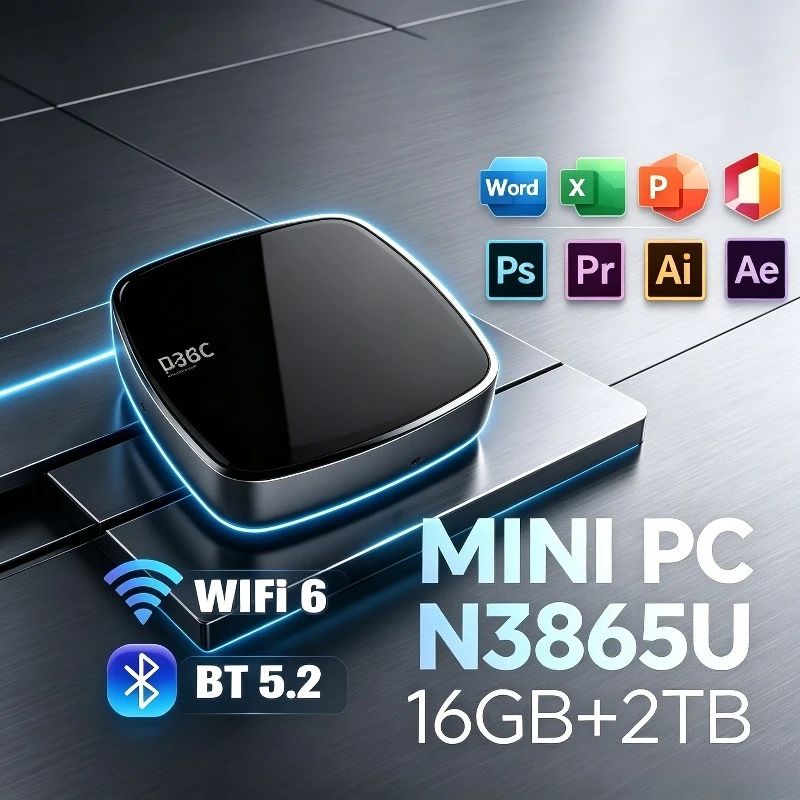 High Performance Mini PC Z38 Intel Celeron N3865U Dual Display HD Low Power Mini Computer Home Office Gaming Desktop PC