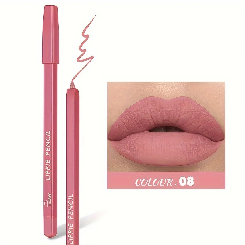 1pc Matte Lip Liner Pen, High Pigment & Waterproof, Versatile Mixed Colors, Suitable For All Skin Types