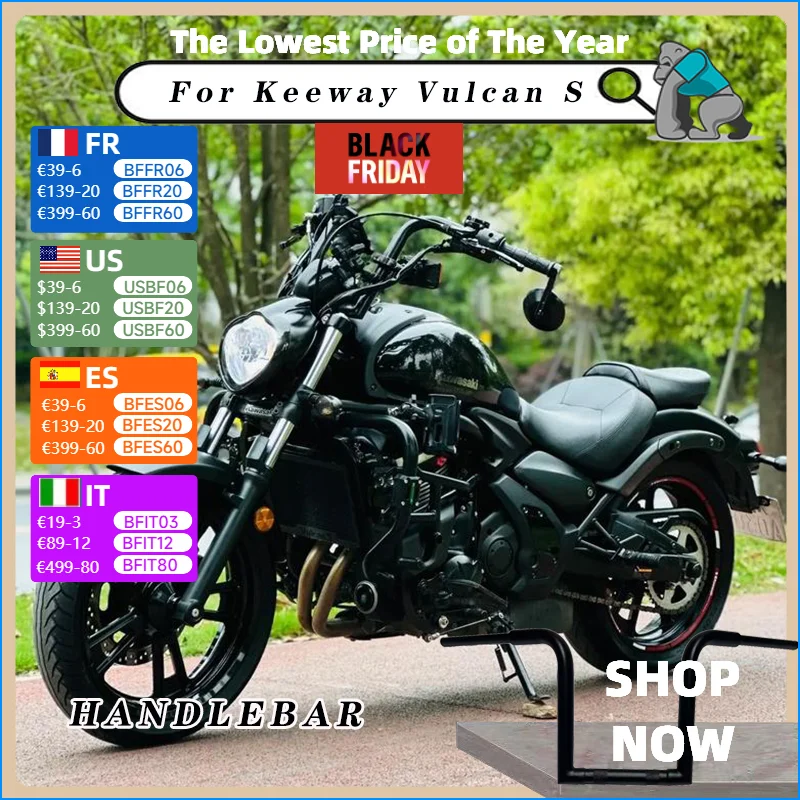 Motorcycle 22mm thick handle Ape Hanger handlebare  compatible For Keeway Vulcan S Increase the height of modified handle