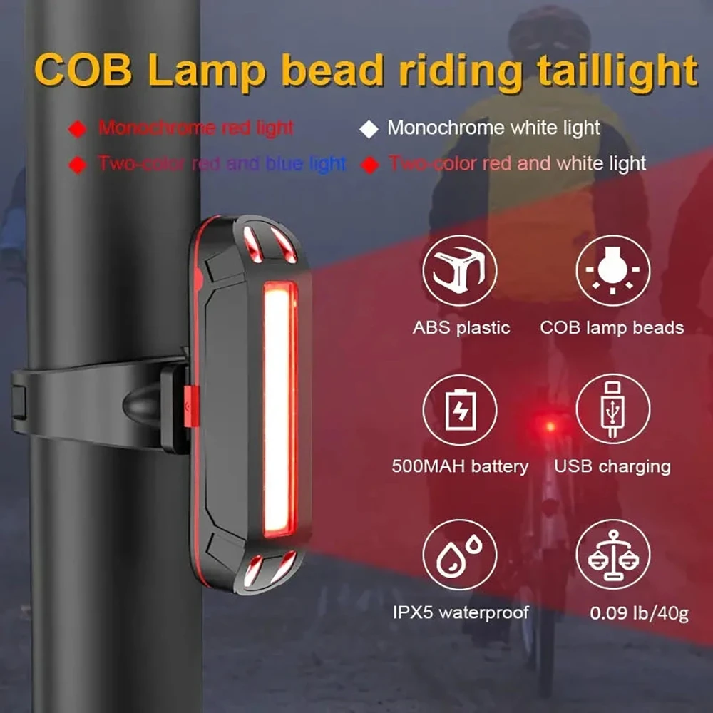 Super Bright Led Bike Rear Light 5 Lighting Modes USB Rechargeable Seatpost Fork Light Safety Warning Bicycle Taillight