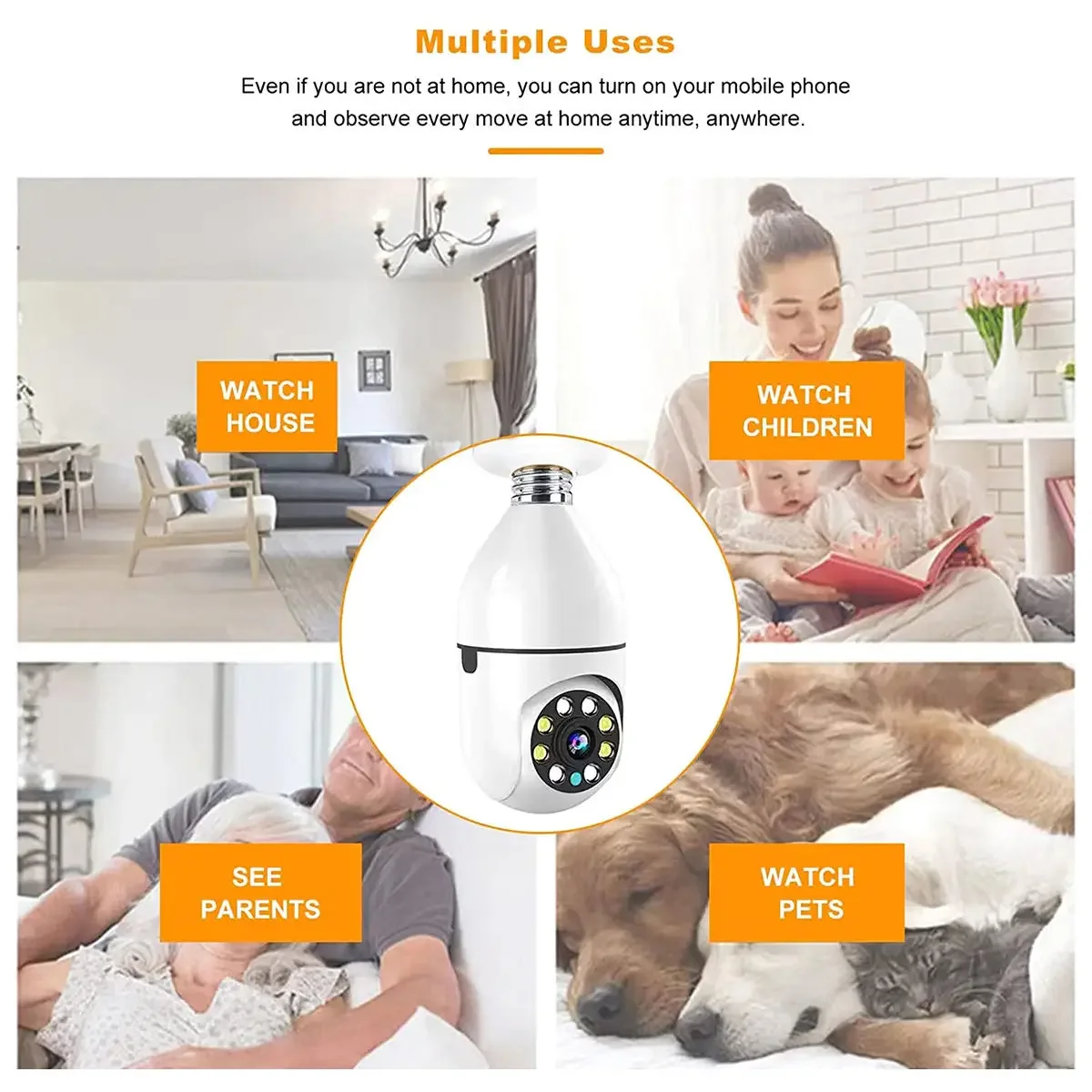 Safety Wireless Camera WiFi HD 1080P Smart Home Monitoring Camera Full Color Night Vision Automatic Human Tracking Zoom Monitor