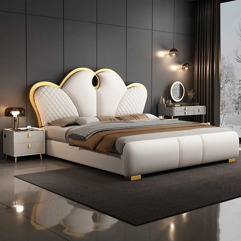 Design Adults King Double Bed Modern Luxury Princess Queen Loft Double Bed Space Saving Letto Matrimoniale Furniture For Bedroom